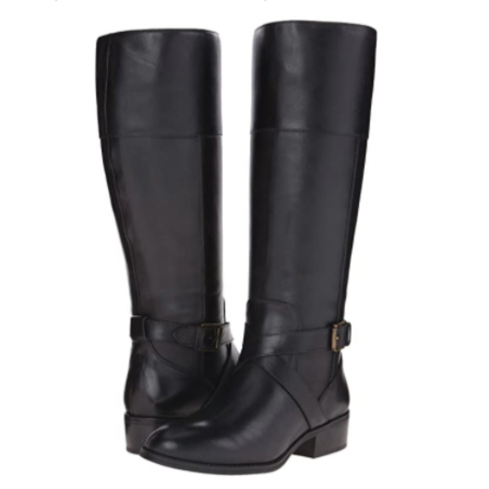 Ralph Lauren Black Leather Knee High Maryann Boots